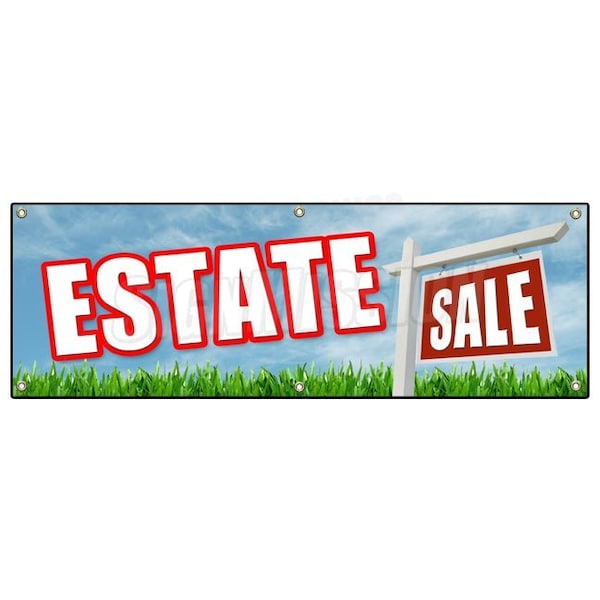 ESTATE SALE BANNER SIGN jewelry furniture jewels auction diamonds gold